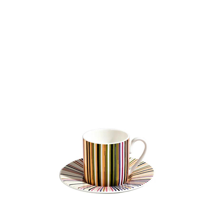 MISSONI STRIPES JENKINS 156 - TURUNCU-BORDO, 2 KISILIK TURK KAHVESI FINCAN VE TABAGI SETI, 0,10 L, 4