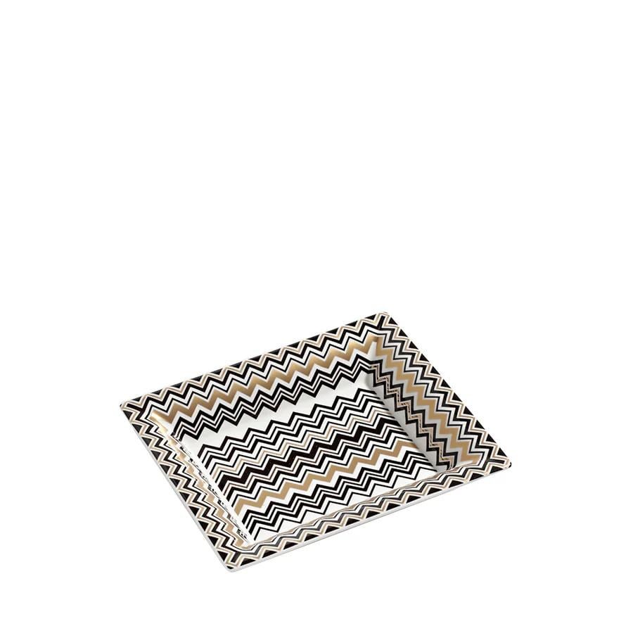 MISSONI ZIG ZAG GOLD - SIYAH-GOLD, DIKDORTGEN DEKORATIF TABAK, 20x16CM