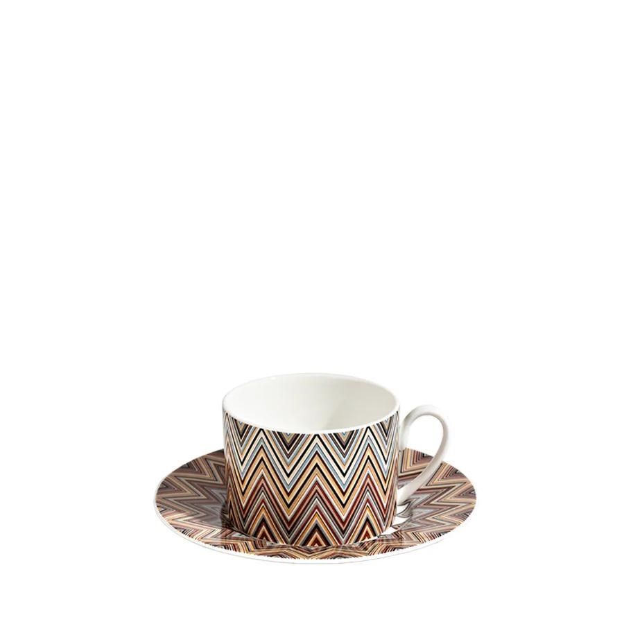 MISSONI ZIG ZAG JARRIS 148 - KAHVE-BEJ, 2 KISILIK KAHVE/CAY FINCAN VE TABAGI SETI, 0,20 L, 4 PARCA
