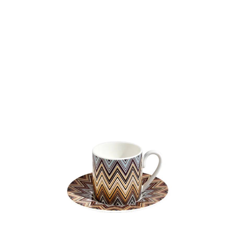 MISSONI ZIG ZAG JARRIS 148 - KAHVE-BEJ, 2 KISILIK TURK KAHVESI FINCAN VE TABAGI SETI, 0,10 L, 4 PARC