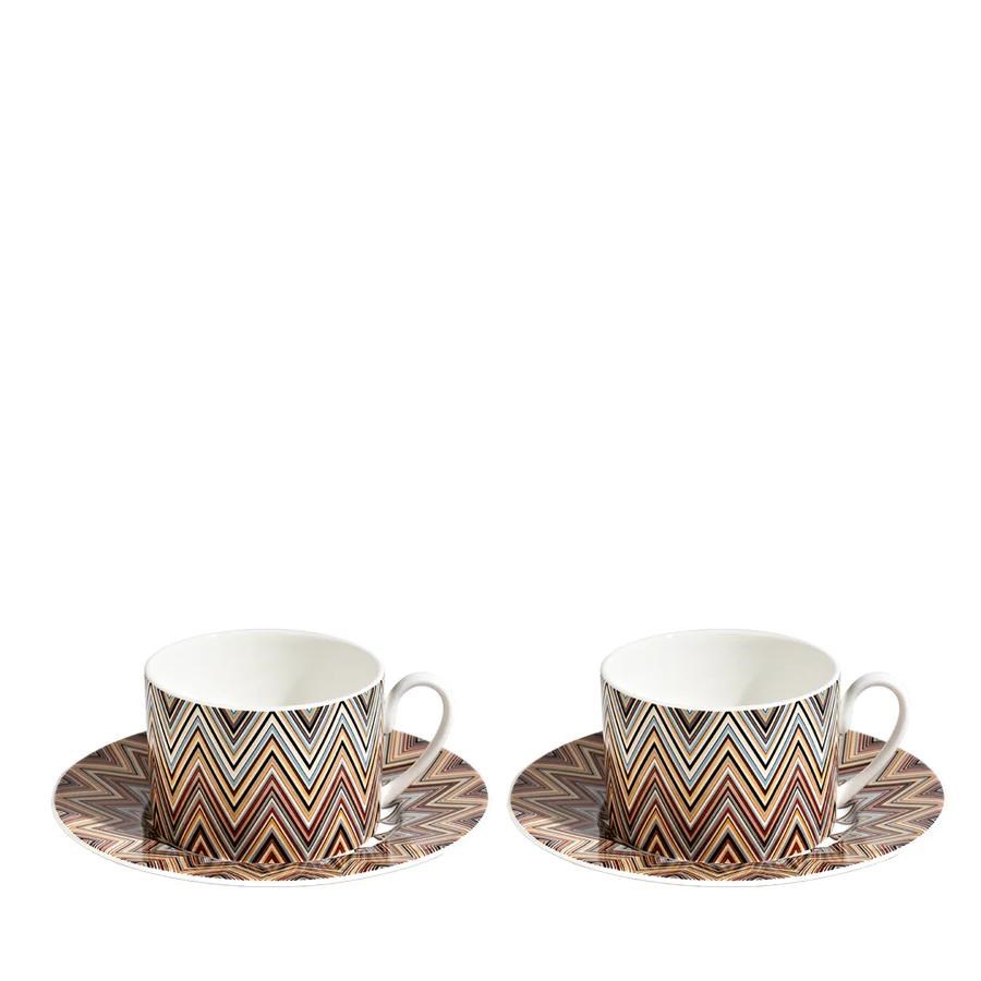 MISSONI ZIG ZAG JARRIS 148 - KAHVE-BEJ, 2 KISILIK KAHVE/CAY FINCAN VE TABAGI SETI, 0,20 L, 4 PARCA