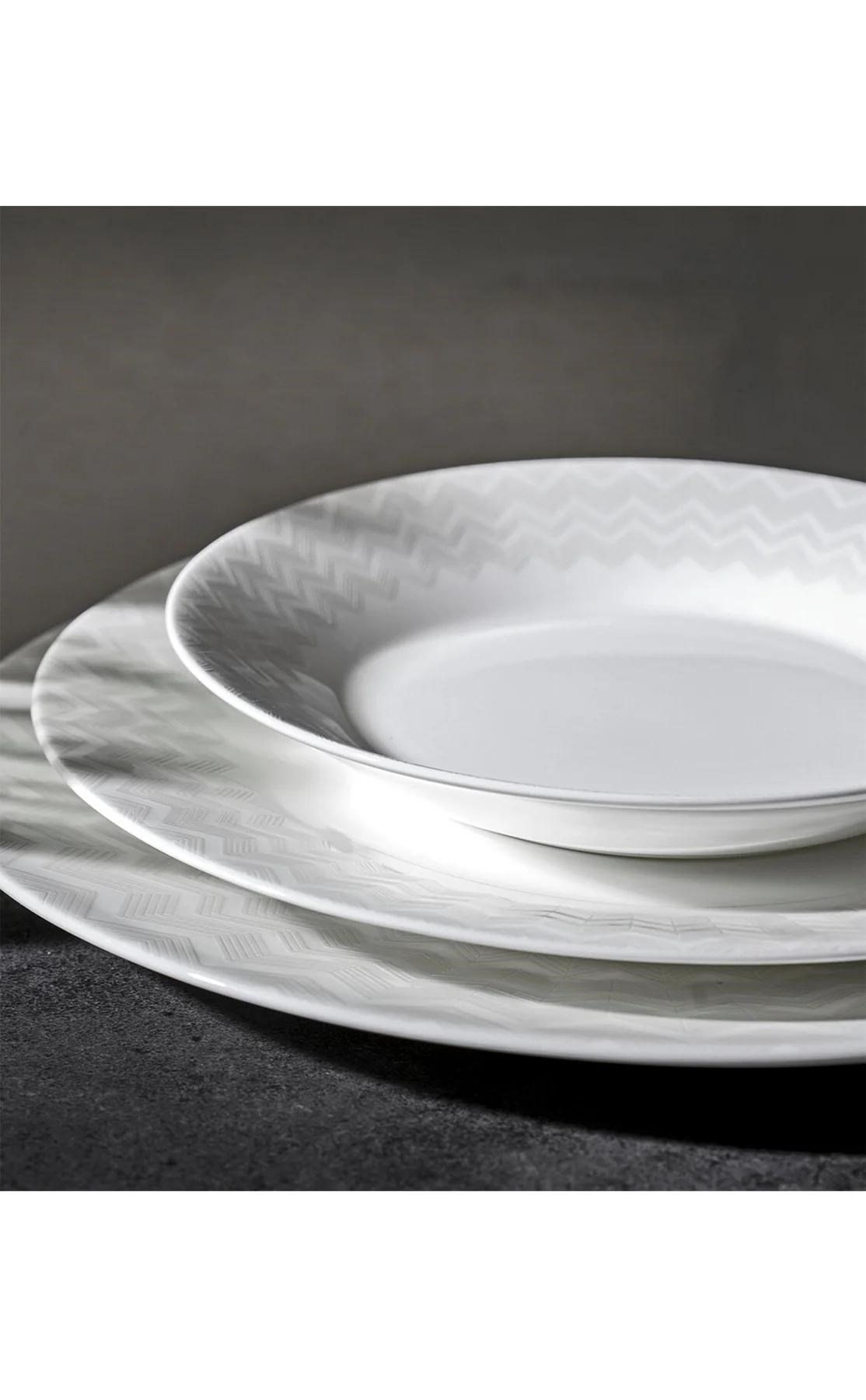 MISSONI ZIG ZAG WHITE - BEYAZ-GRI, YEMEK TABAGI 27,5 CM