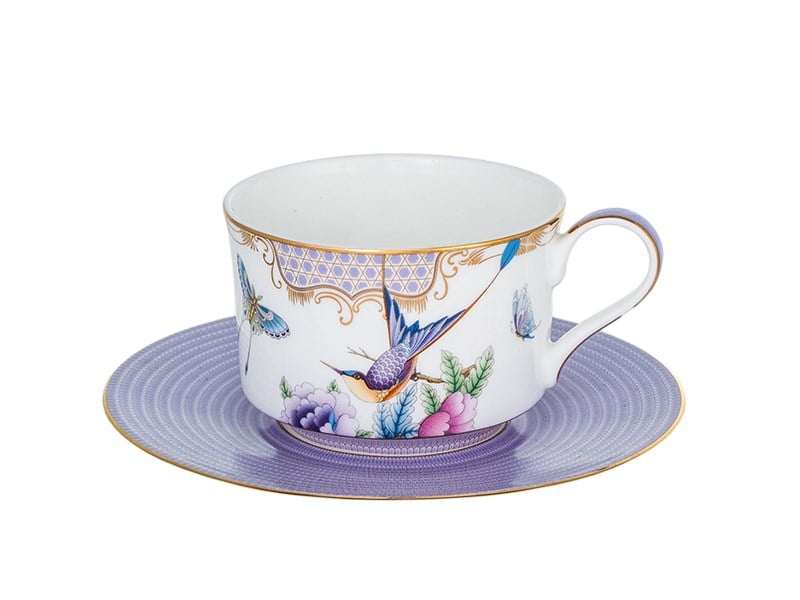 Papillons Purple - Çay Fincanı ve Tabağı