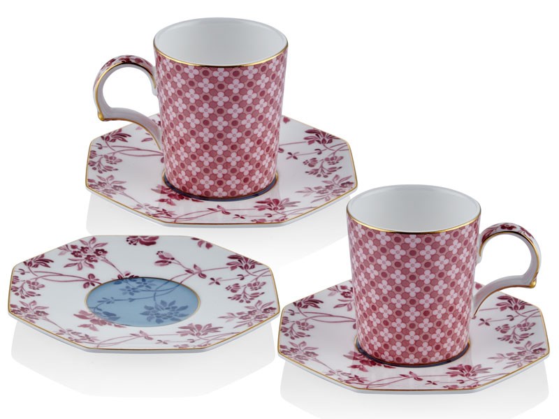Regency Damask - 2li Kahve Fincan Seti Pembe