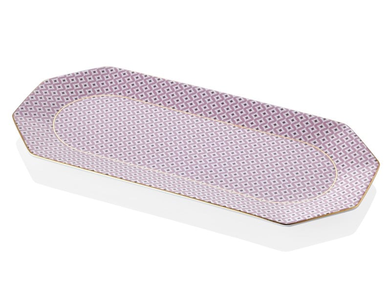 Regency Damask - Büyük Kayık Tabak 33 cm Pembe