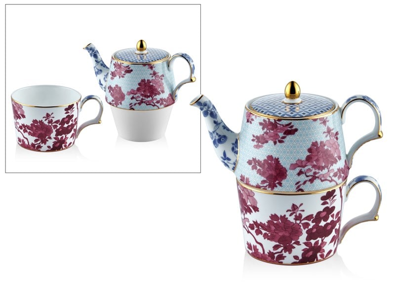 Regency Damask - Tek Kişilik Demlik Fincan Seti