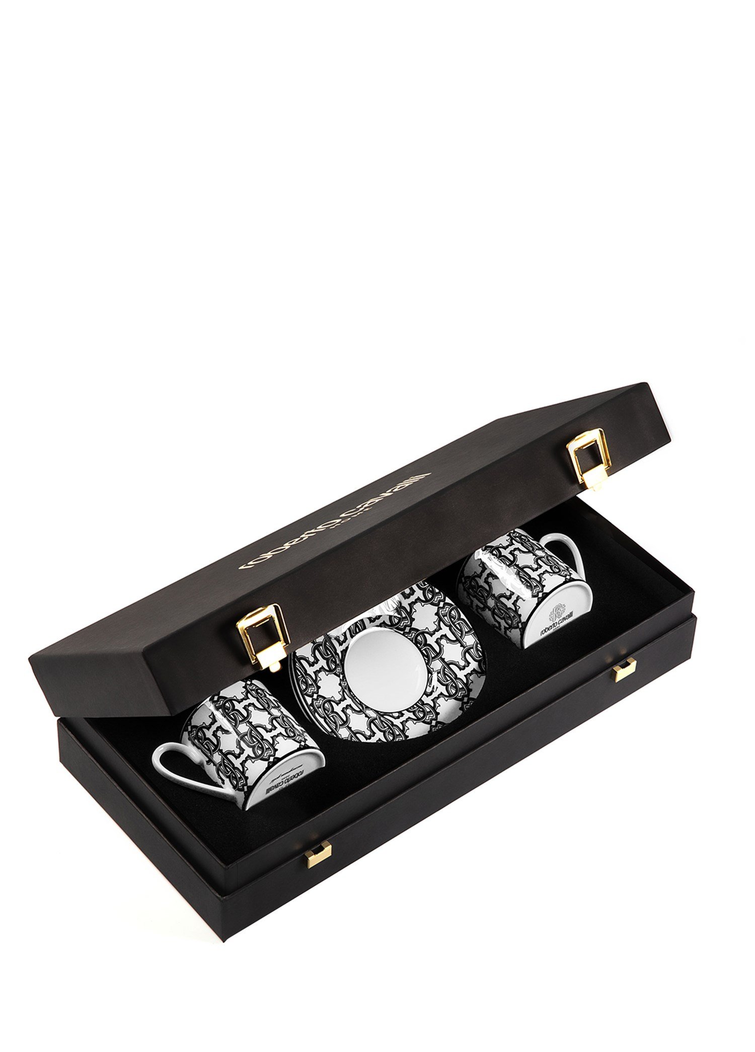 ROBERTO CAVALLI MONOGRAM BLACK - 2 KISILIK TURK KAHVESI FINCAN VE TABAGI, 0,12 L, 4 PARCA