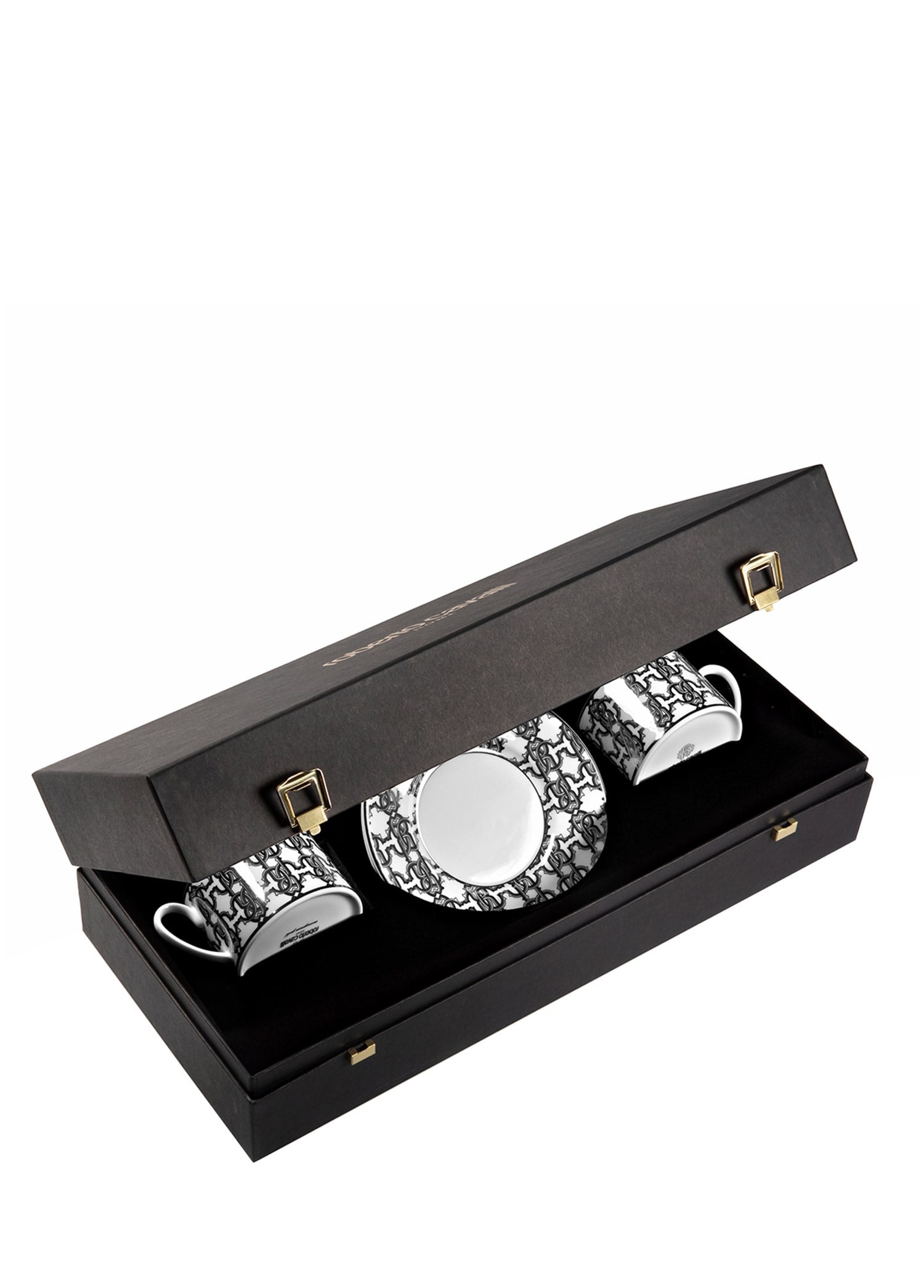 ROBERTO CAVALLI MONOGRAM BLACK - 2 KISILIK KAHVE/CAY FINCAN VE TABAGI, 0,22 L, 4 PARCA