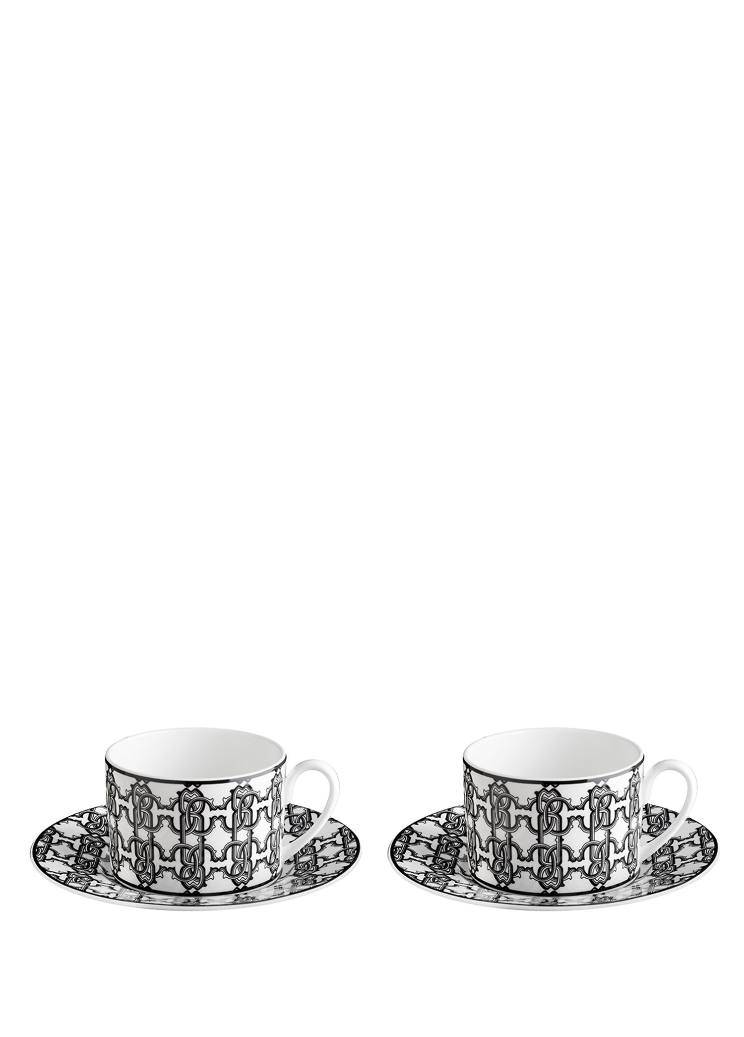 ROBERTO CAVALLI MONOGRAM BLACK - 2 KISILIK KAHVE/CAY FINCAN VE TABAGI, 0,22 L, 4 PARCA