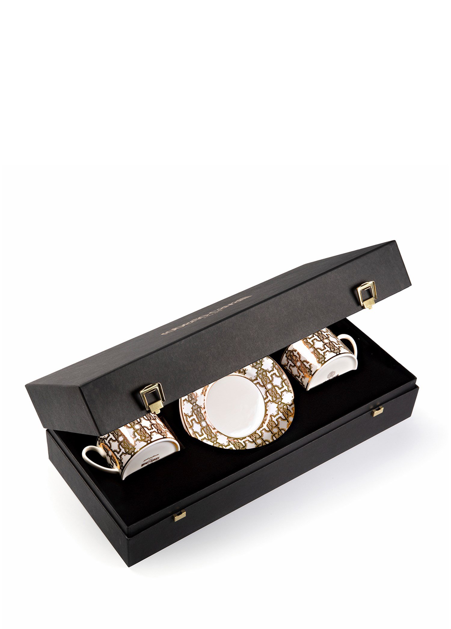 ROBERTO CAVALLI MONOGRAM GOLD - 2 KISILIK KAHVE/CAY FINCAN VE TABAGI, 0,22 L, 4 PARCA