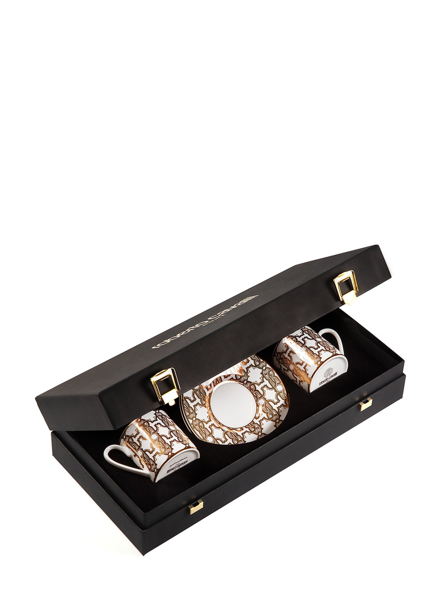 ROBERTO CAVALLI MONOGRAM GOLD - 2 KISILIK TURK KAHVESI FINCAN VE TABAGI, 0,12 L, 4 PARCA