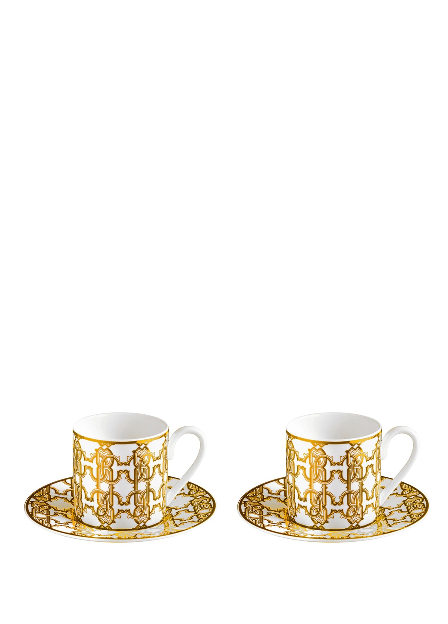 ROBERTO CAVALLI MONOGRAM GOLD - 2 KISILIK TURK KAHVESI FINCAN VE TABAGI, 0,12 L, 4 PARCA