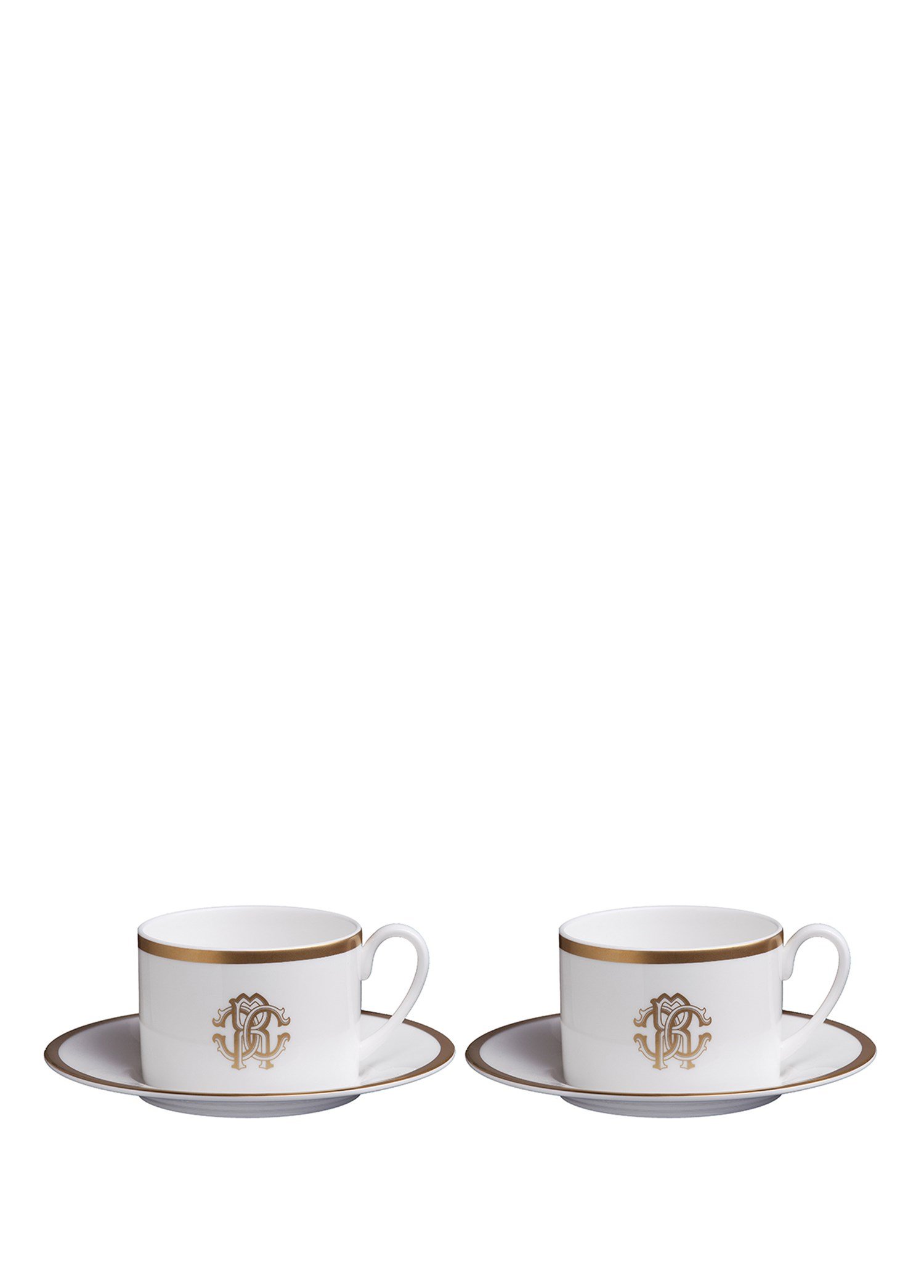 ROBERTO CAVALLI SILK GOLD - 2 KISILIK KAHVE/CAY FINCAN VE TABAGI, 0,22 L, 4 PARCA