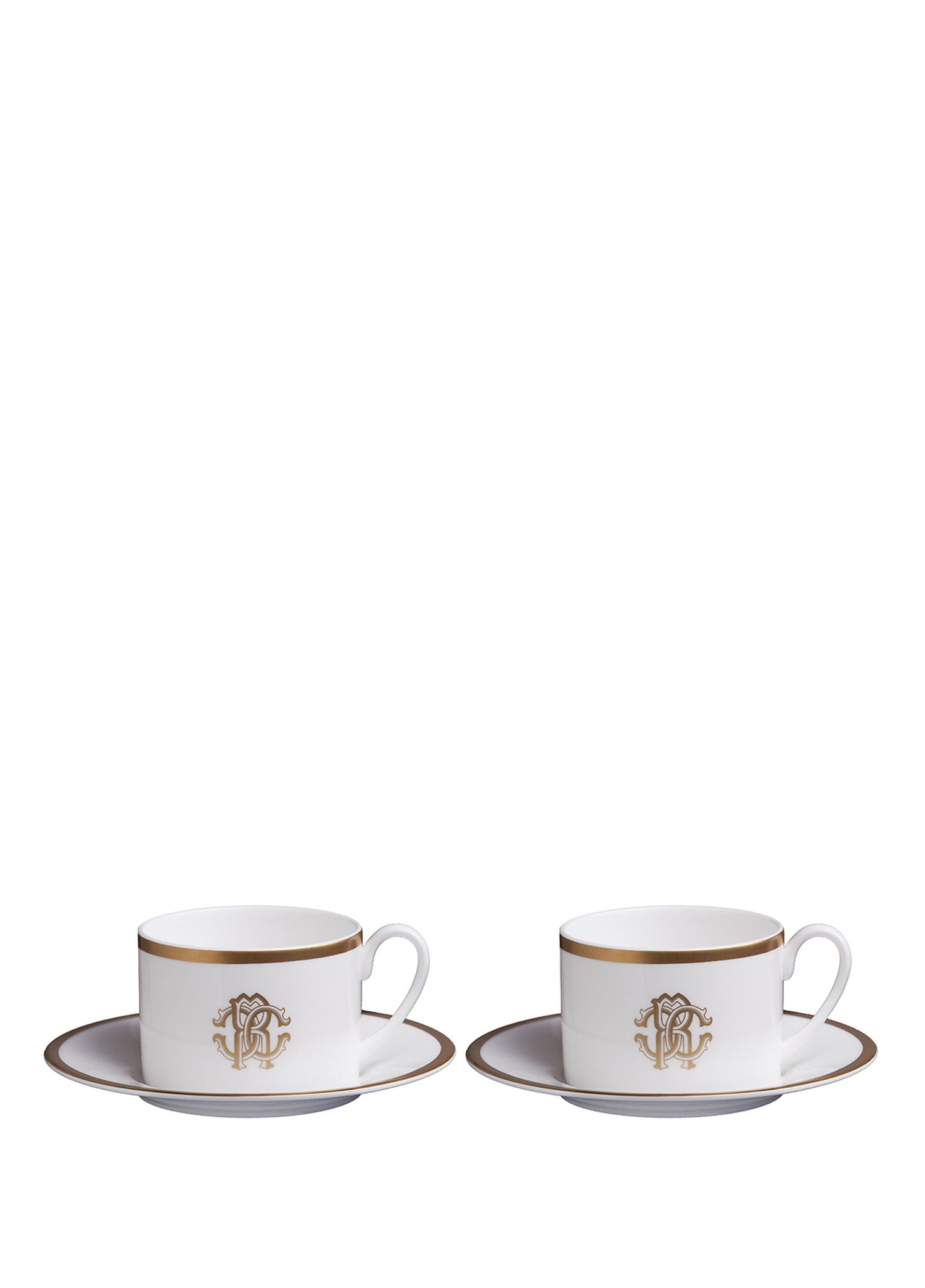 ROBERTO CAVALLI SILK GOLD - 2 KISILIK KAHVE/CAY FINCAN VE TABAGI, 0,22 L, 4 PARCA