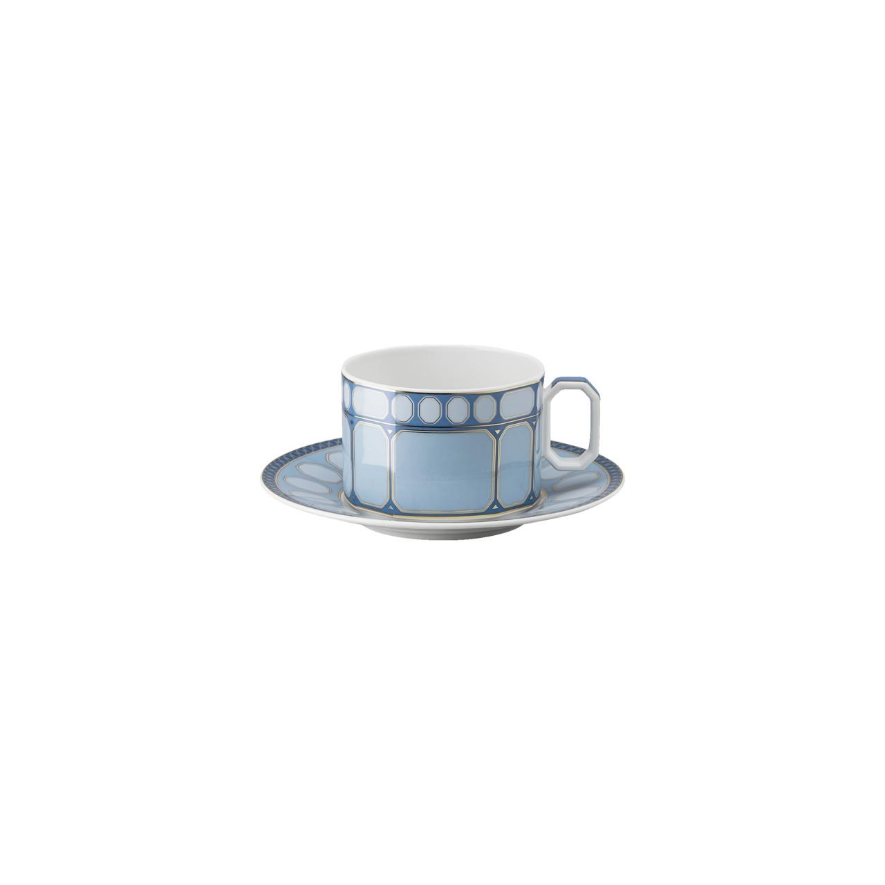 ROSENTHAL X SWAROVSKI SIGNUM AZURE - KAHVE/CAY FINCAN VE TABAGI, MAVI, 0,26 L