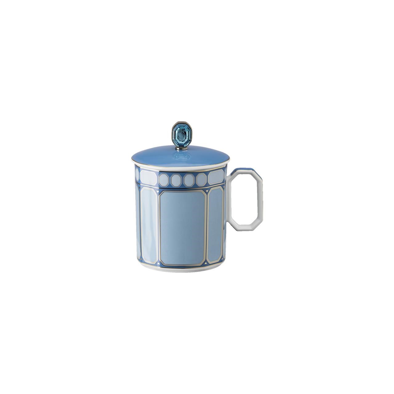 ROSENTHAL X SWAROVSKI SIGNUM AZURE - KAPAKLI KUPA, MAVI, 0,39 L