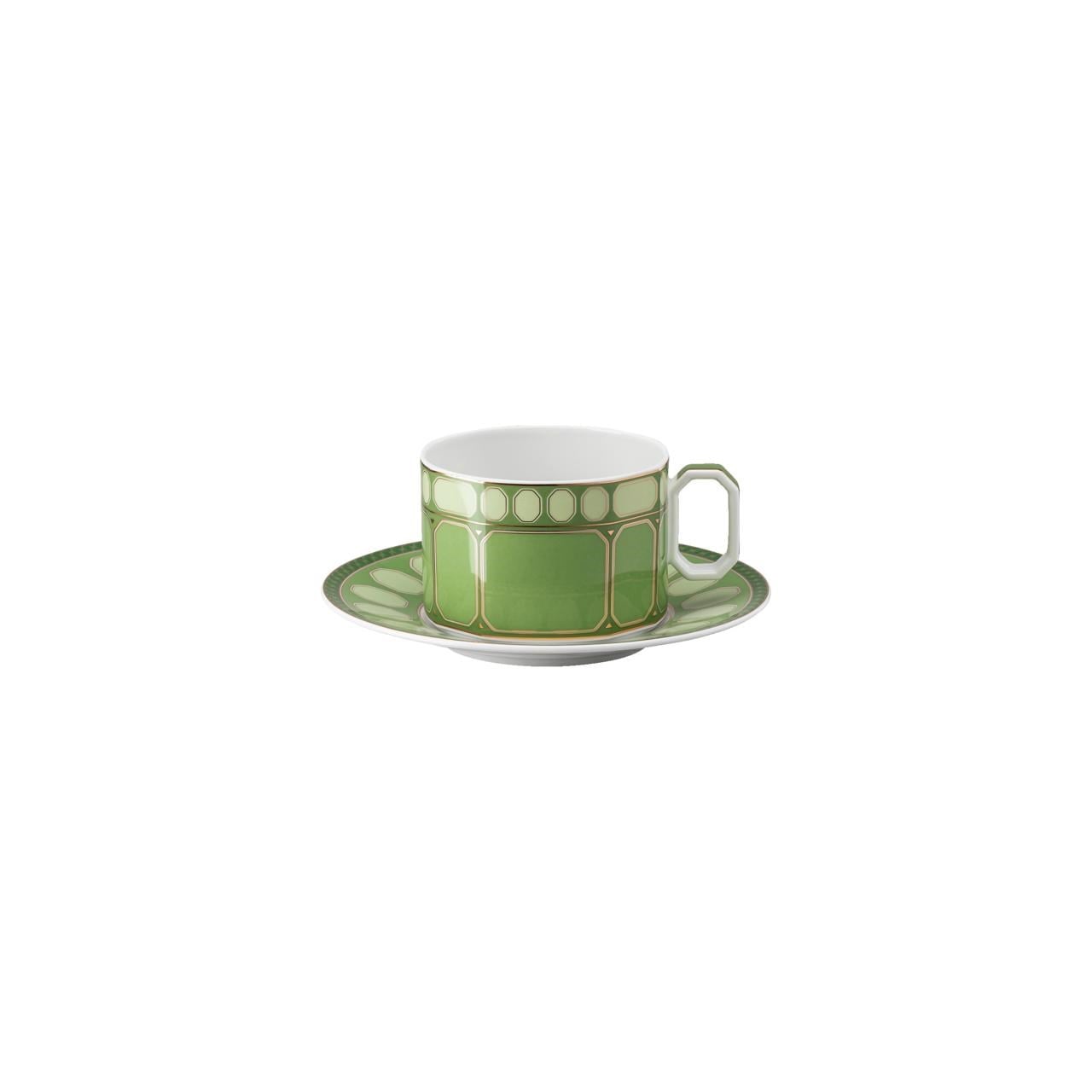 ROSENTHAL X SWAROVSKI SIGNUM FERN - KAHVE/CAY FINCAN VE TABAGI, YESIL, 0,26 L