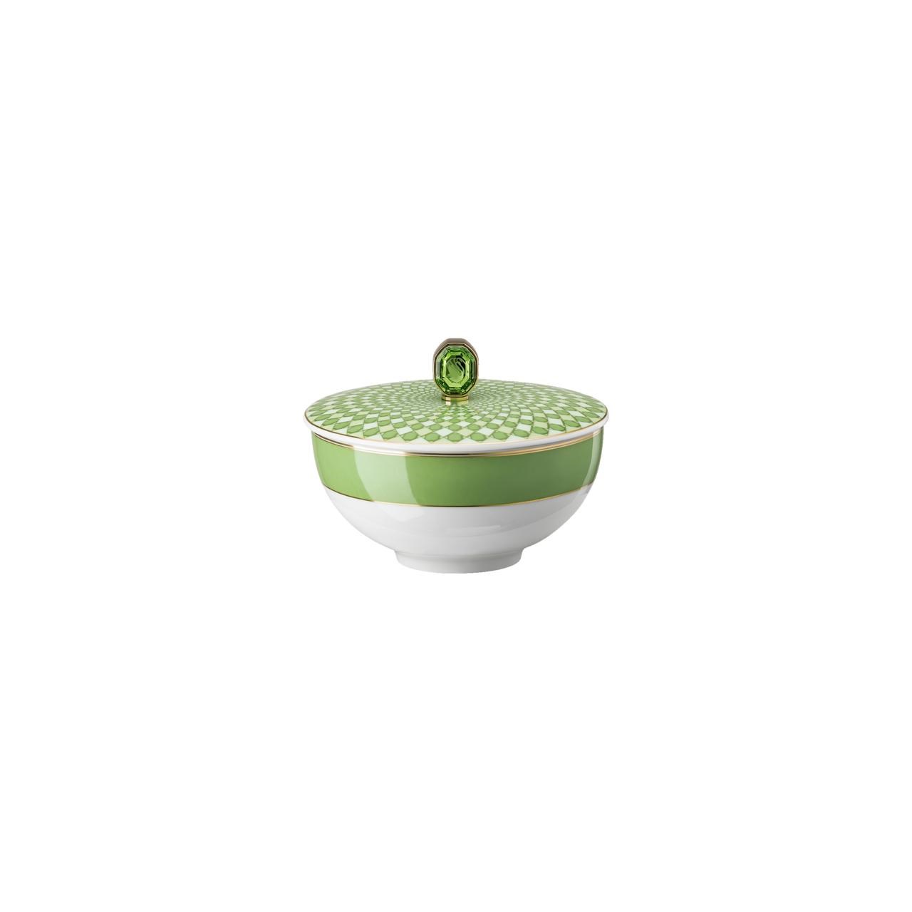 ROSENTHAL X SWAROVSKI SIGNUM FERN - KAPAKLI KASE, YESIL, 12 CM