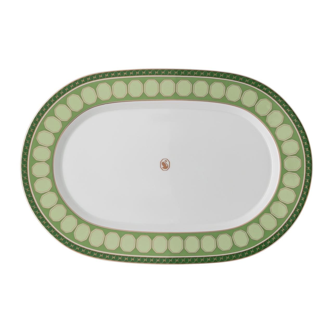 ROSENTHAL X SWAROVSKI SIGNUM FERN - OVAL SERVIS TABAGI, YESIL, 40 CM