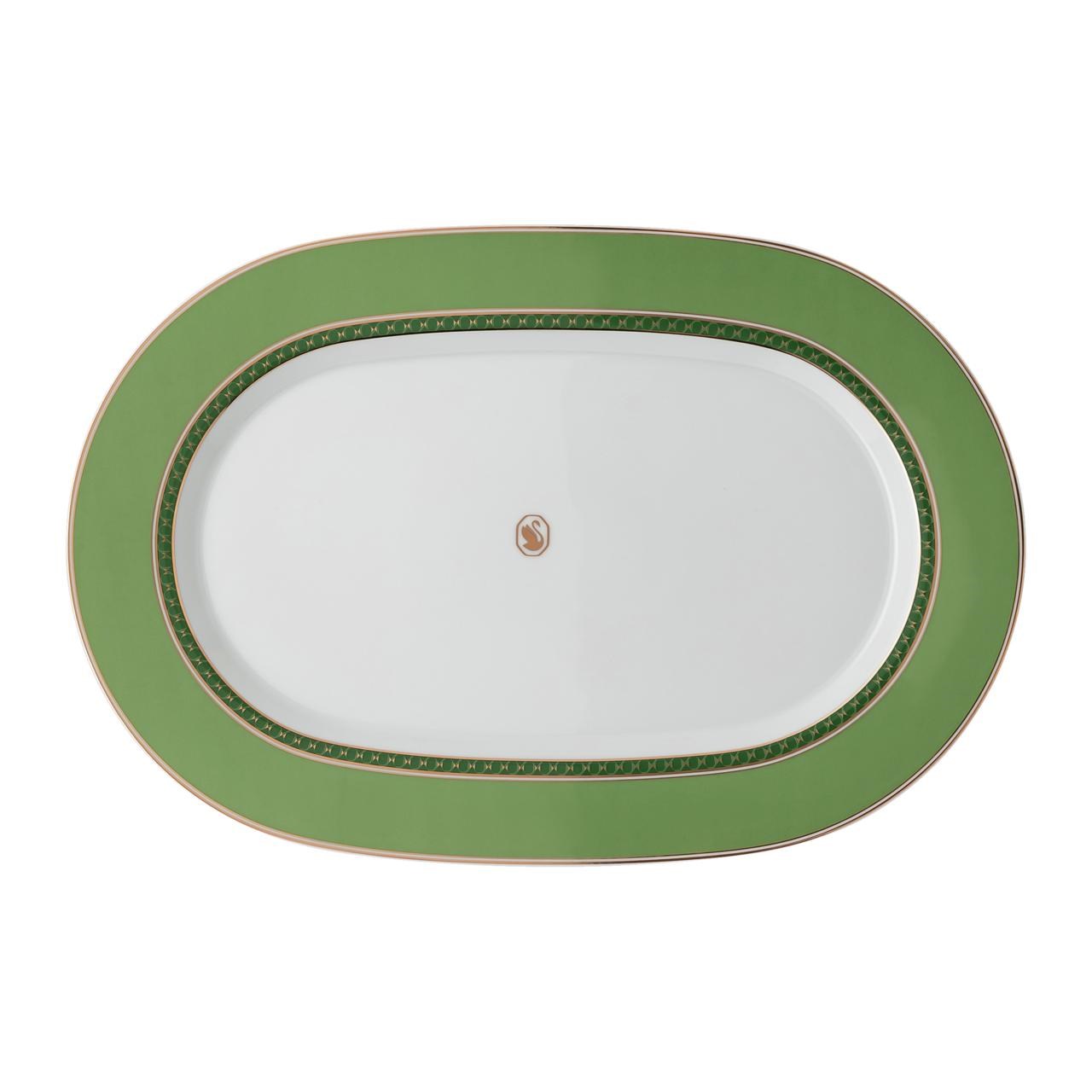 ROSENTHAL X SWAROVSKI SIGNUM FERN - OVAL SERVIS TABAGI, YESIL, 34 CM