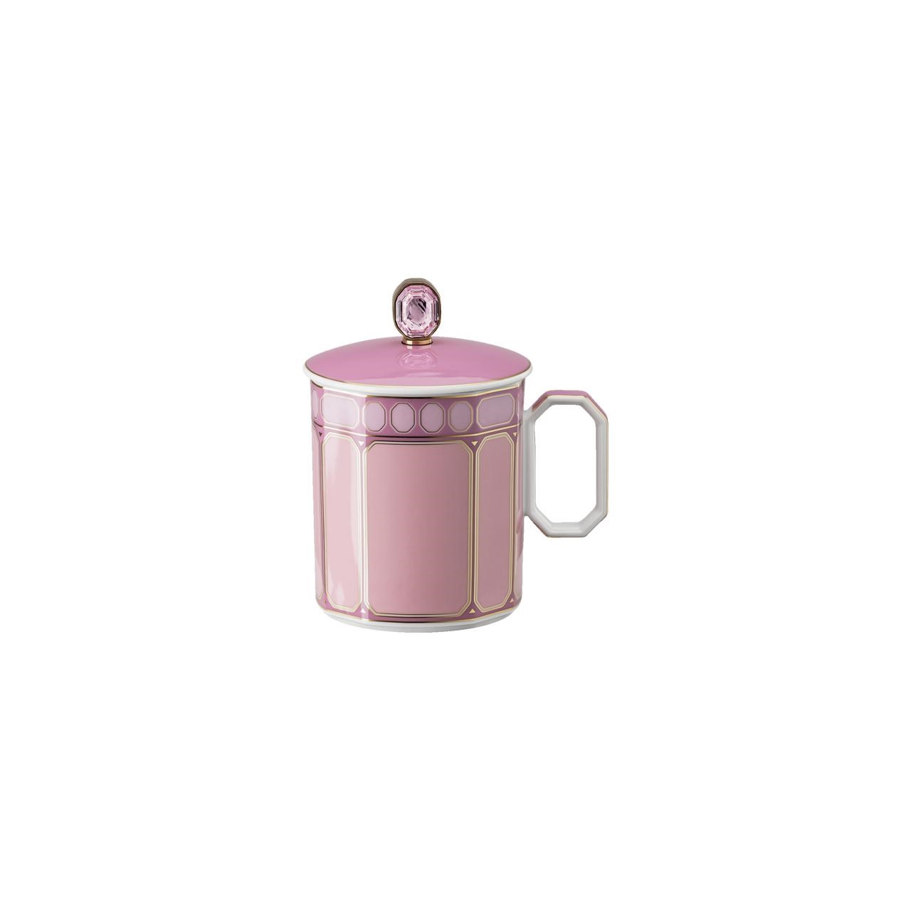 ROSENTHAL X SWAROVSKI SIGNUM ROSE -KAPAKLI KUPA, PEMBE, 0,39 L
