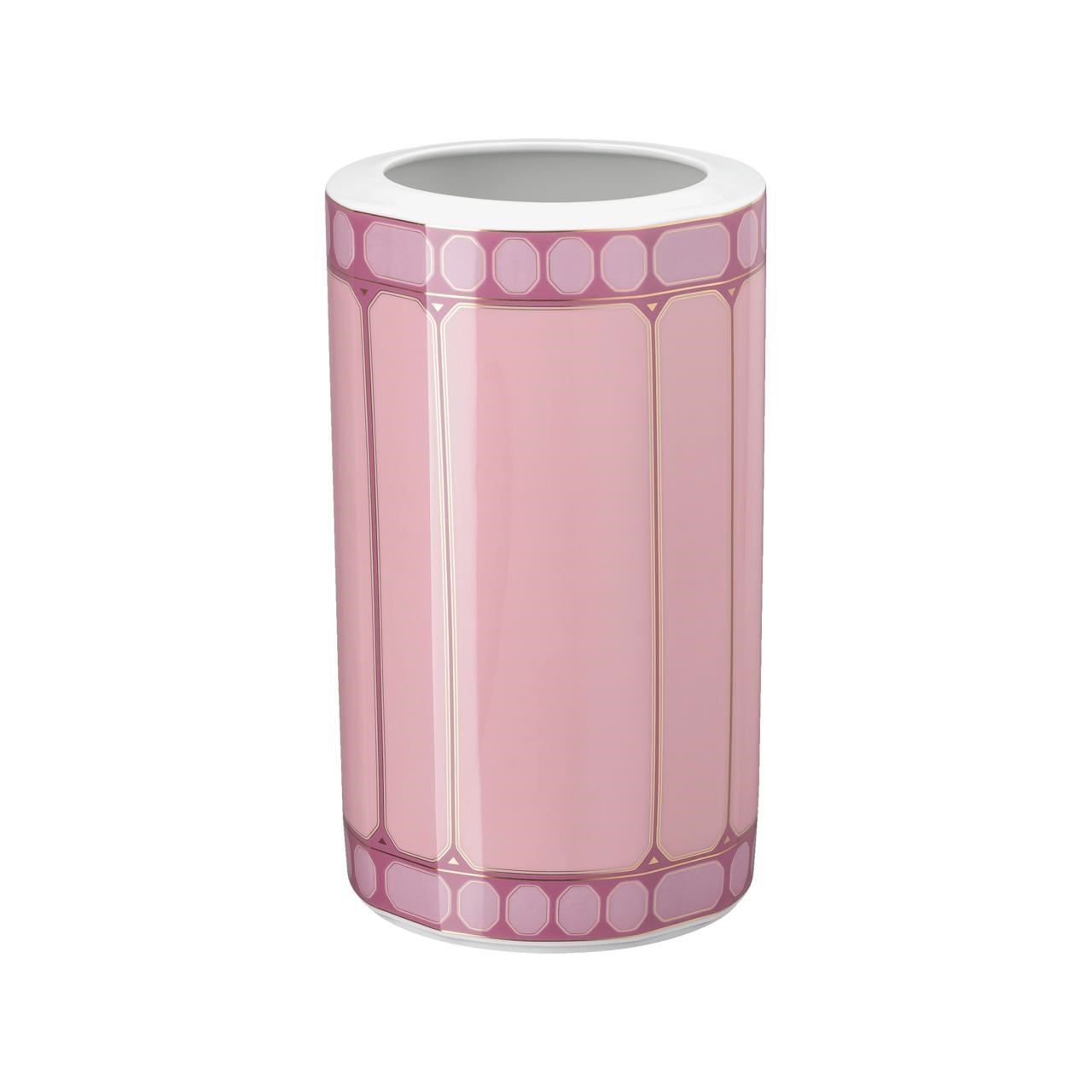 ROSENTHAL X SWAROVSKI SIGNUM ROSE -VAZO, BUYUK, PEMBE, 27 CM