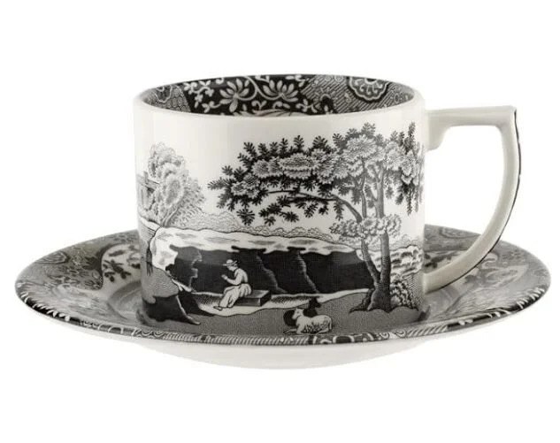 SPODE BLACK ITALIAN ÇAY FINCANI VE TABAGI
