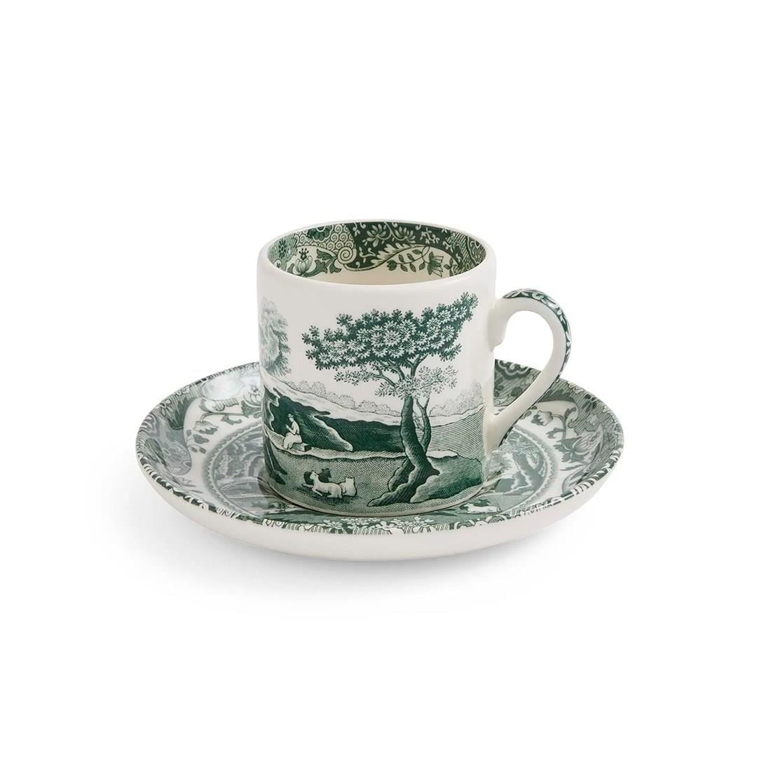SPODE GREEN ITALIAN KAHVE FİNCAN+TABAĞI