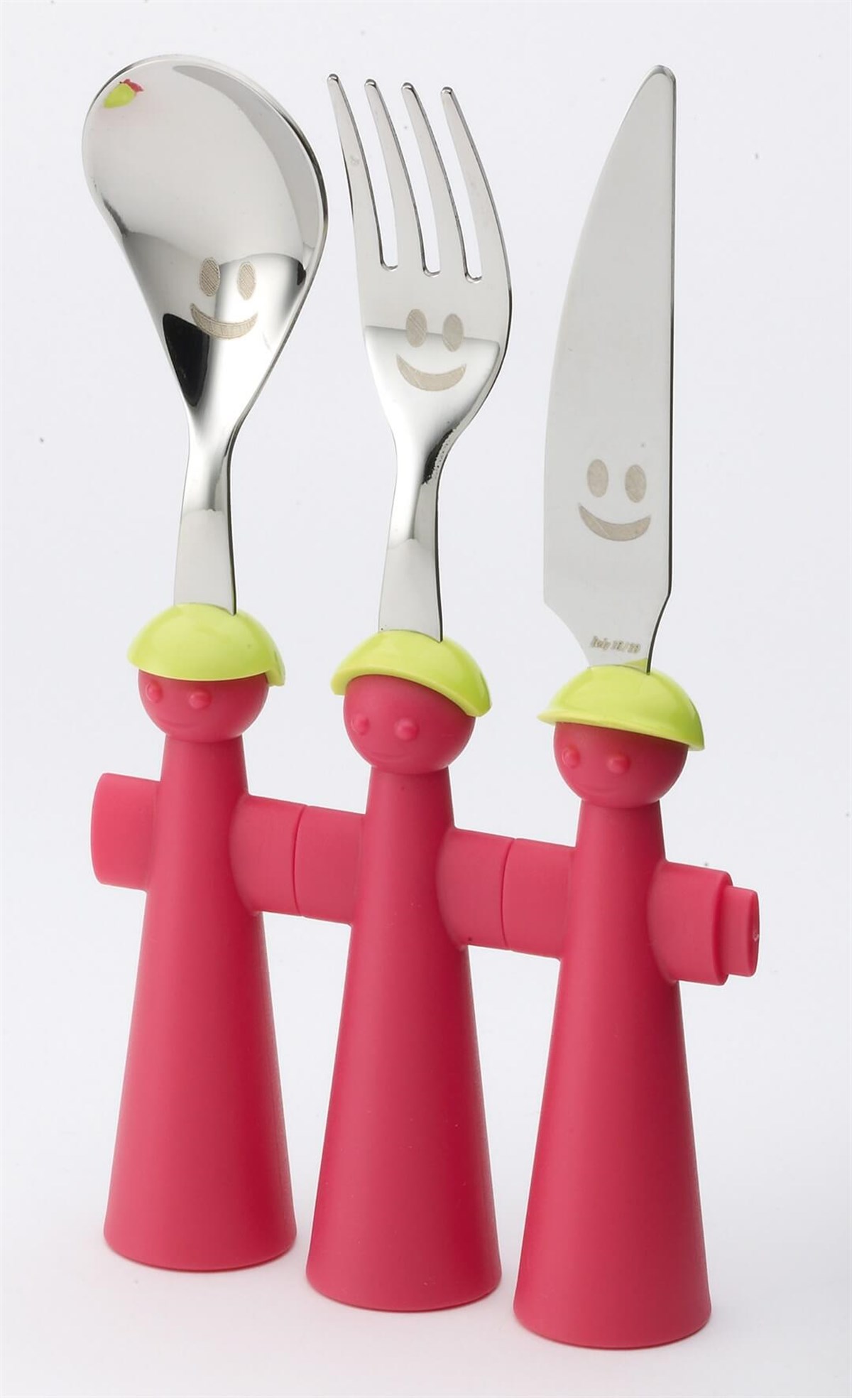 Trepimbi Puppets Fuşya 3 Parça Çocuk Çatal Kaşık Bıçak Takımı