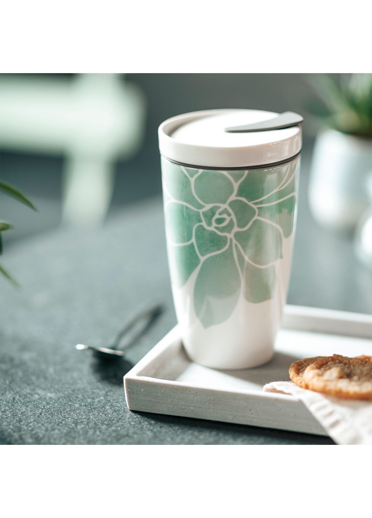 VB COFFEE TO GO- KUPA, YESIL CICEKLI, 0.35L
