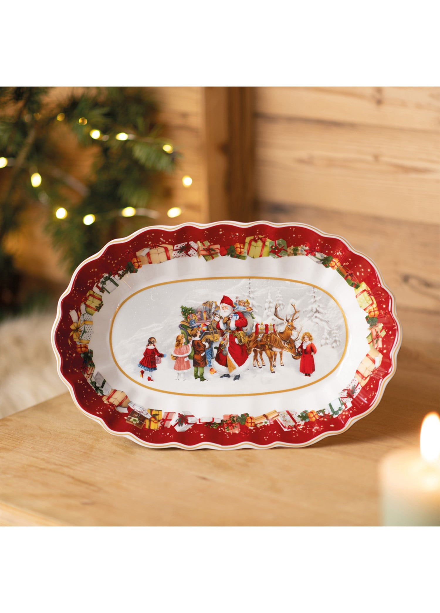 VB TOYS FANTASY - OVAL SERVIS TABAGI, NOEL BABA VE COCUK, 29X19X6 CM