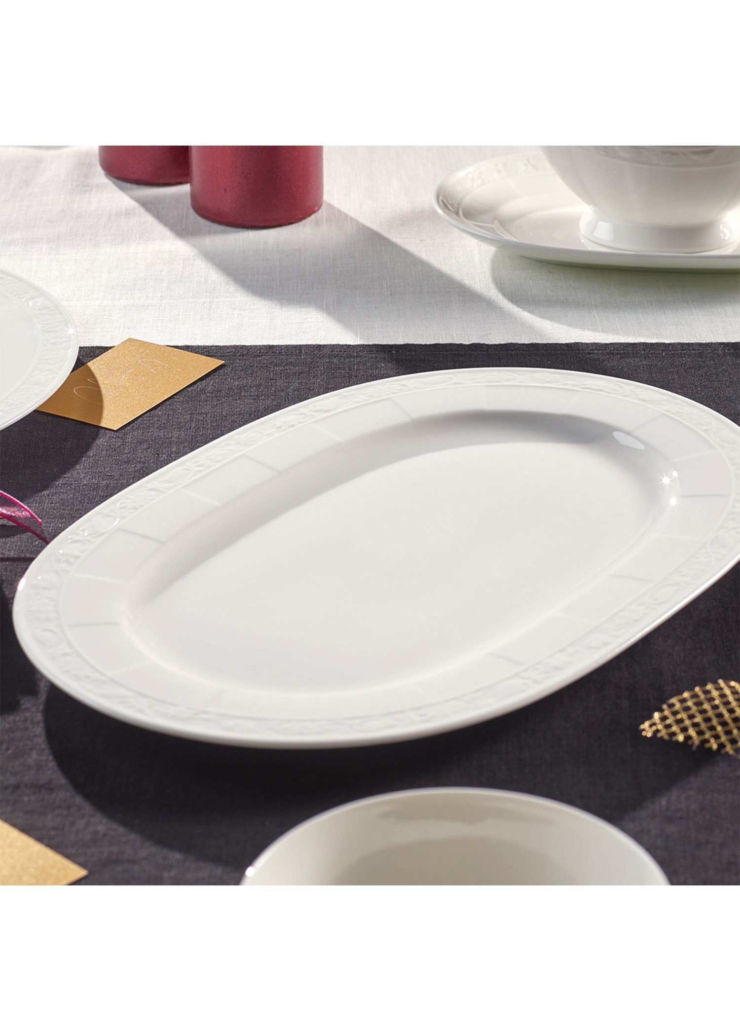 VB WHITE PEARL - OVAL SERVIS TABAGI ,35CM