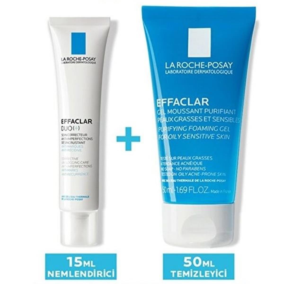 La Roche Posay Tanışma Kiti - Effaclar Duo Bakım Kremi 15 ml + Effaclar Temizleme Jeli 50 ml
