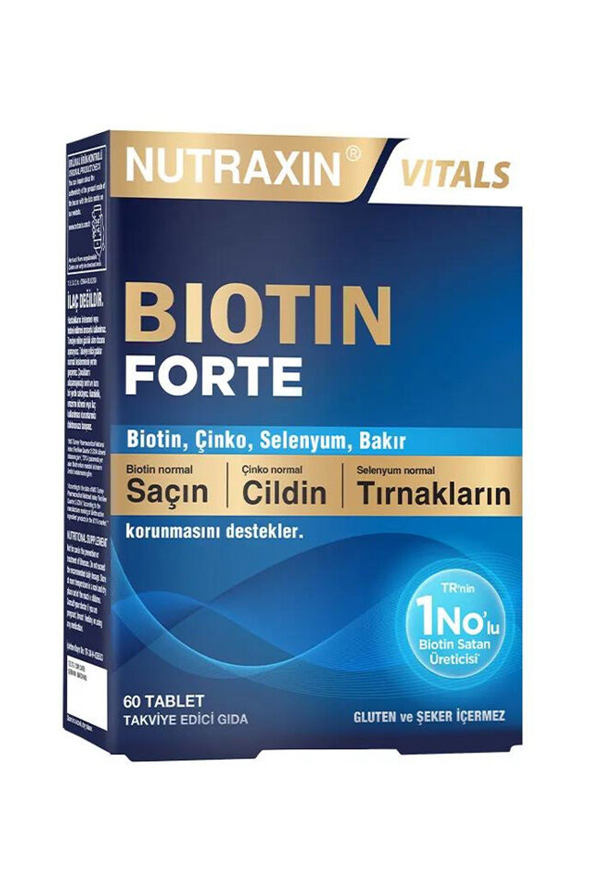 Nutraxin Biotin Forte 5.000 Mcg 60 Tbl - Biyotin, Çinko, Selenyum, Bakır Saç ve Tırnak Vitamini