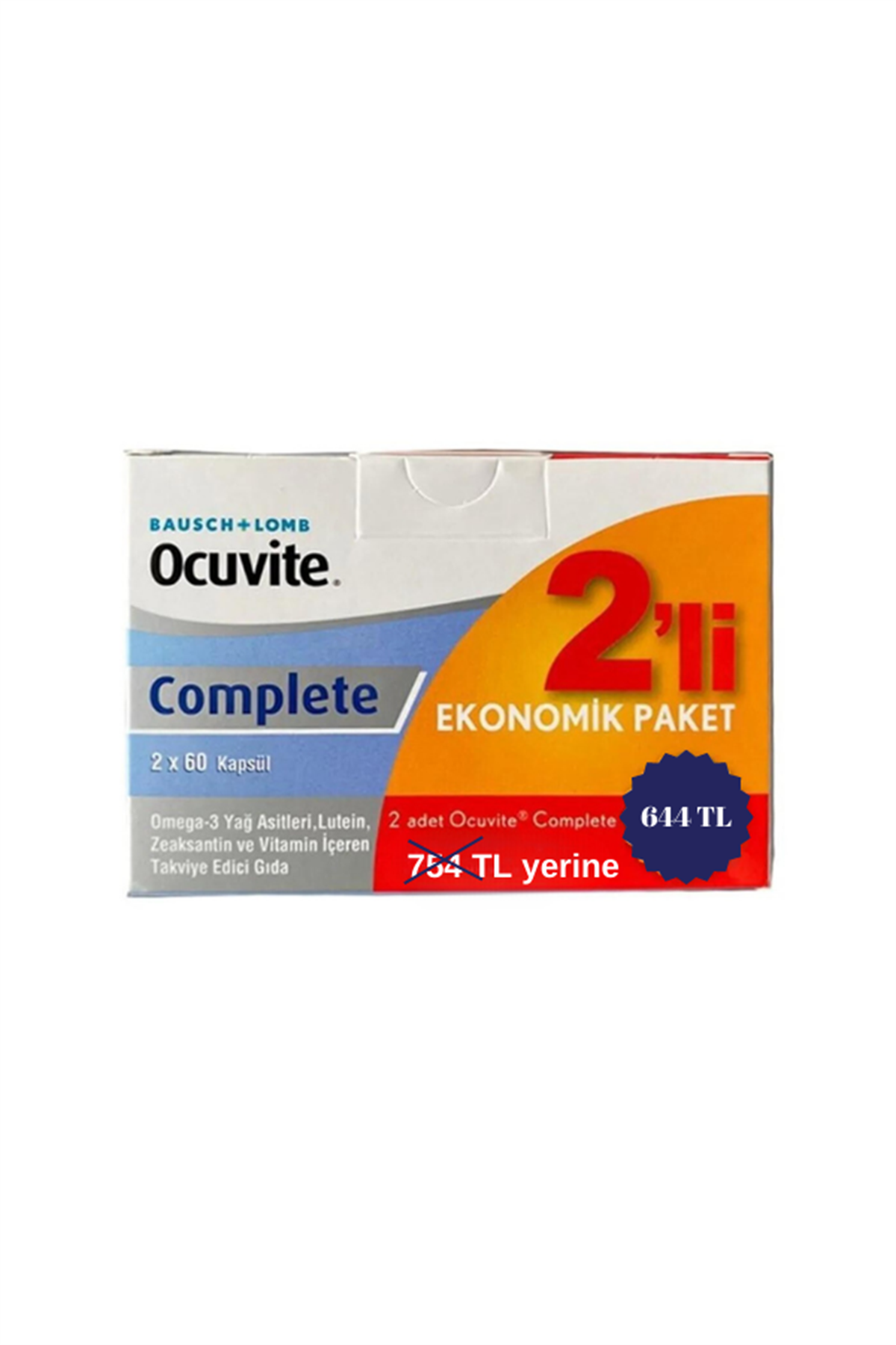 Ocuvite Complete 60 Kapsül - 2'li Fırsat Paketi (644 TL Etiketli)