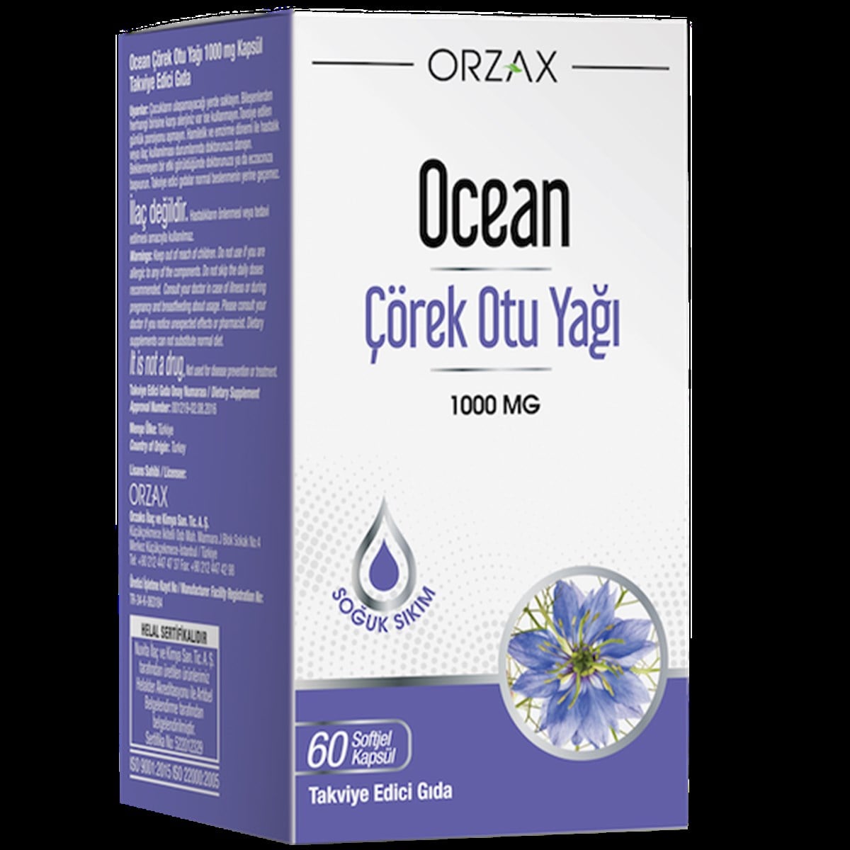 Orzax OCEAN ÇÖREKOTU YAĞI 1000 MG 60 SOFT KAPSÜL