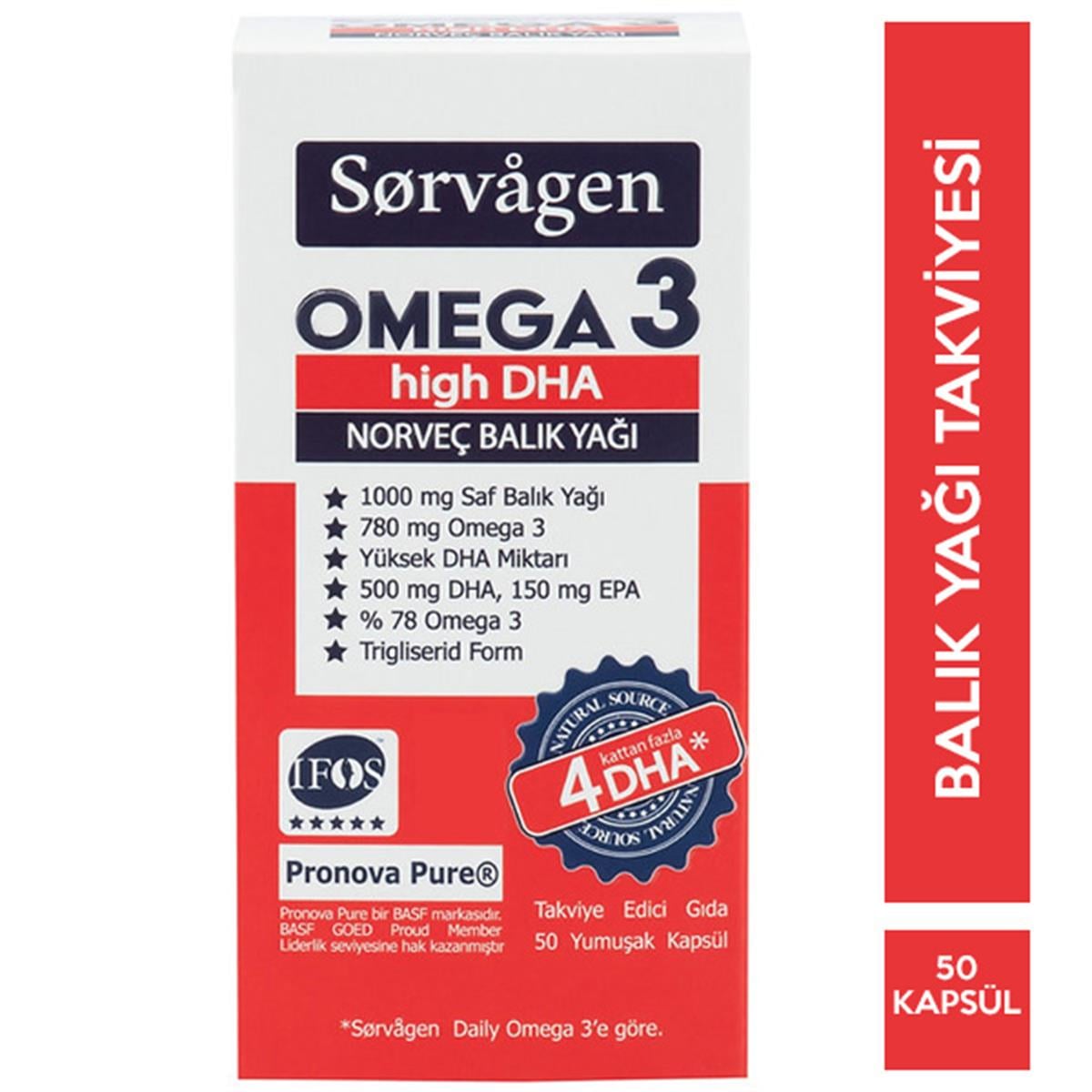Sorvagen Omega 3 High DHA Norveç Balık Yağı 50 Kapsül