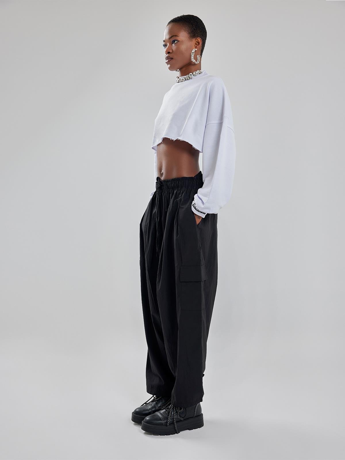 Alejandro Siyah Beli Lastikli Pantalon