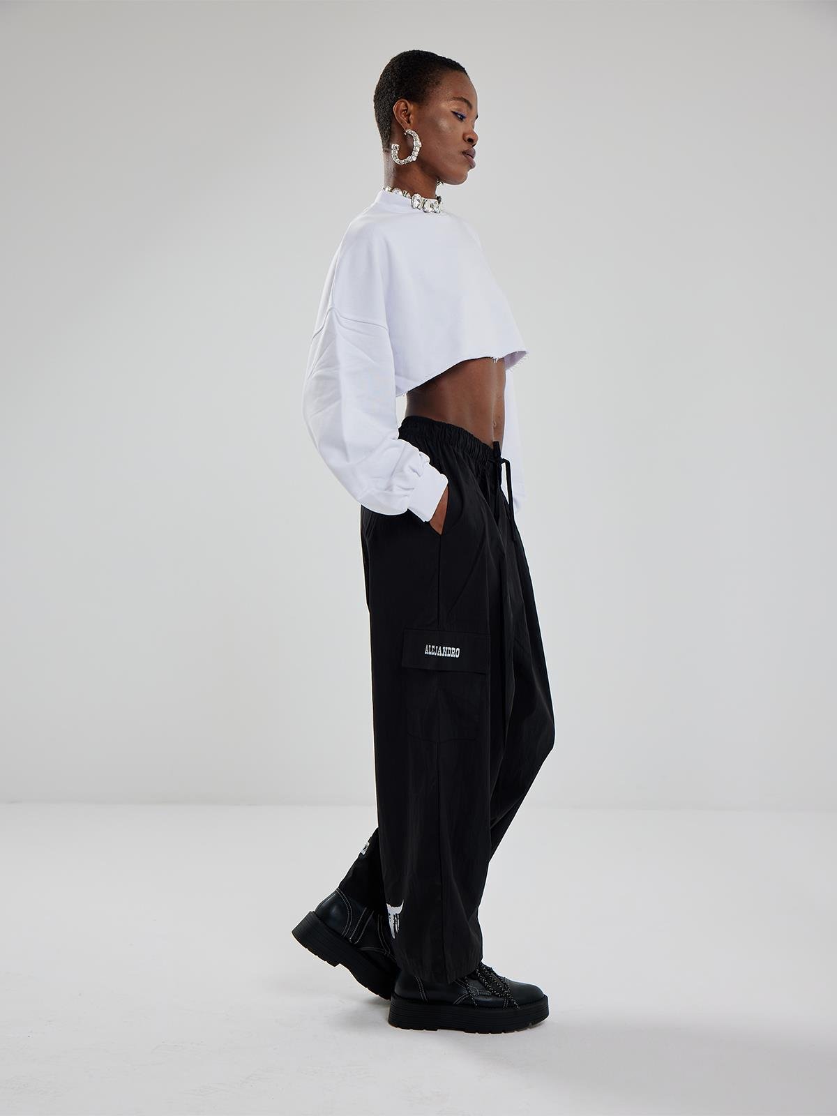 Alejandro Siyah Beli Lastikli Pantalon