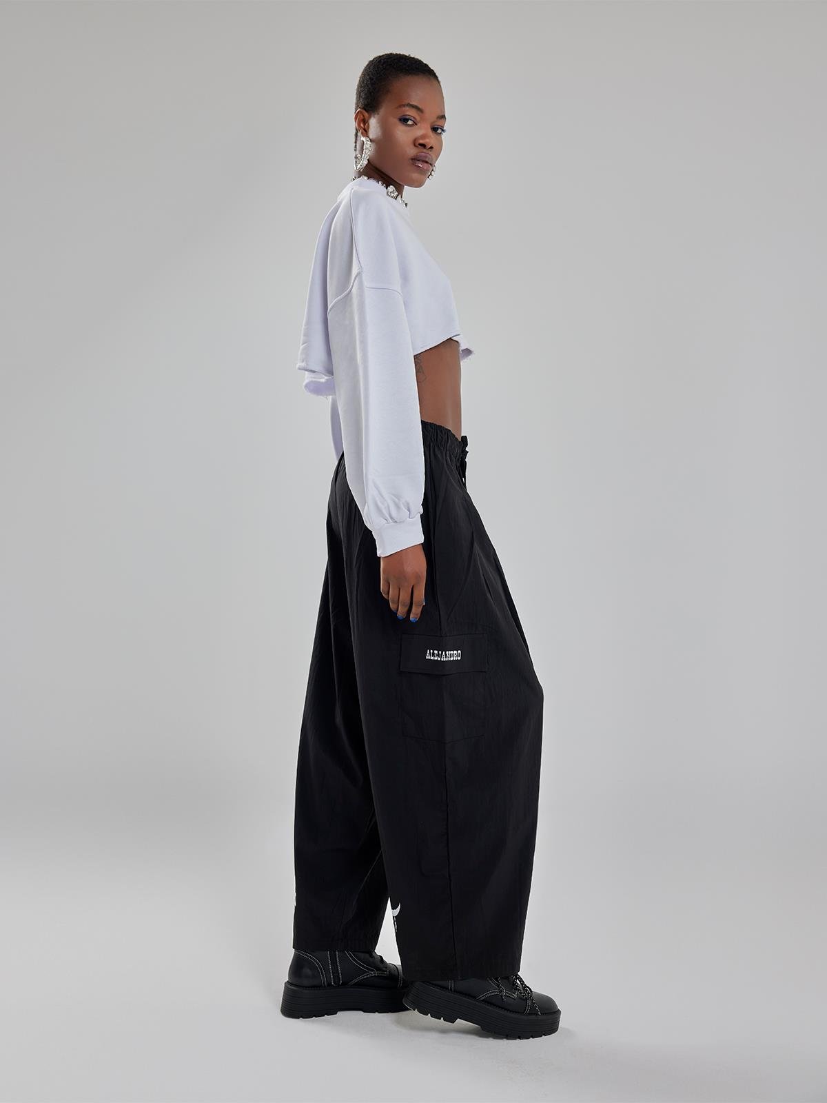Alejandro Siyah Beli Lastikli Pantalon