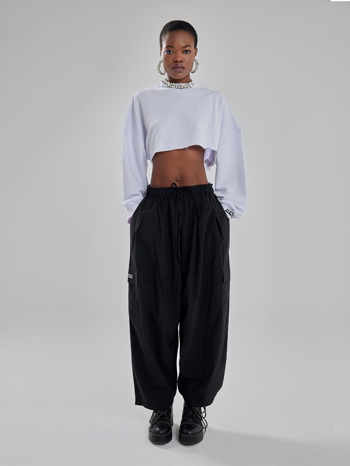 Alejandro Siyah Beli Lastikli Pantalon
