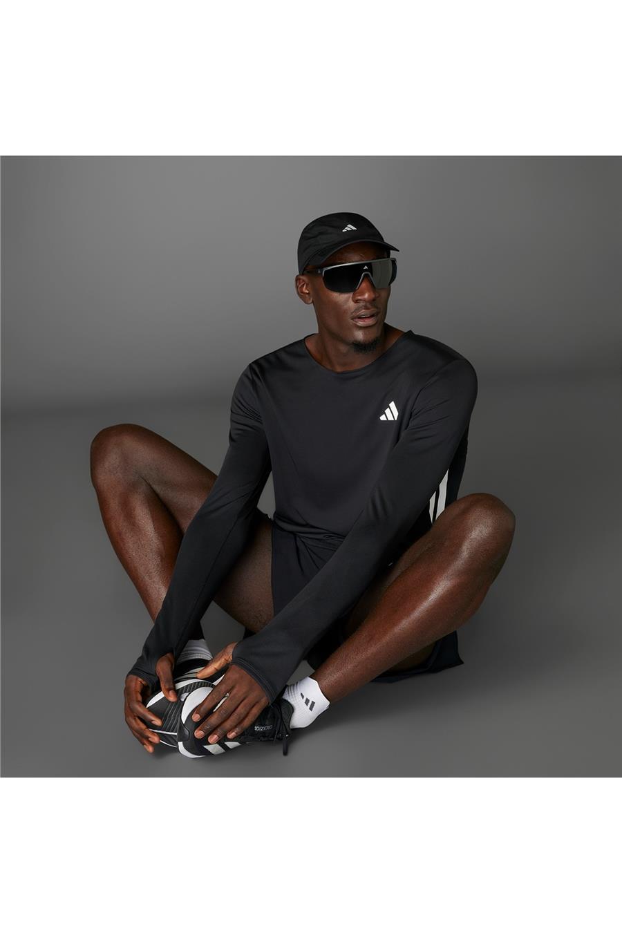 adidas ADIZERO L TEE M Erkek  Siyah  T-shirt JD3638