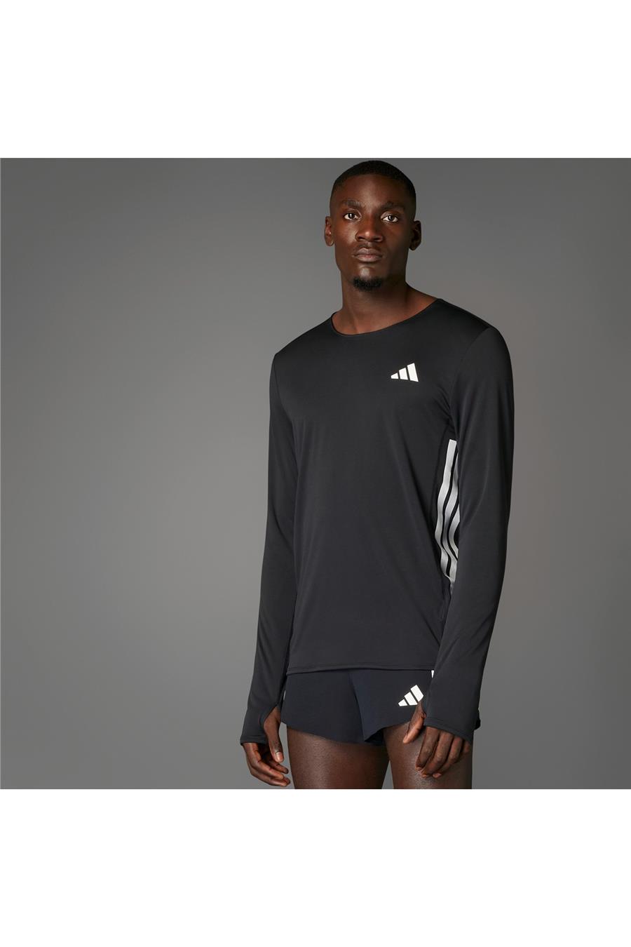 adidas ADIZERO L TEE M Erkek  Siyah  T-shirt JD3638