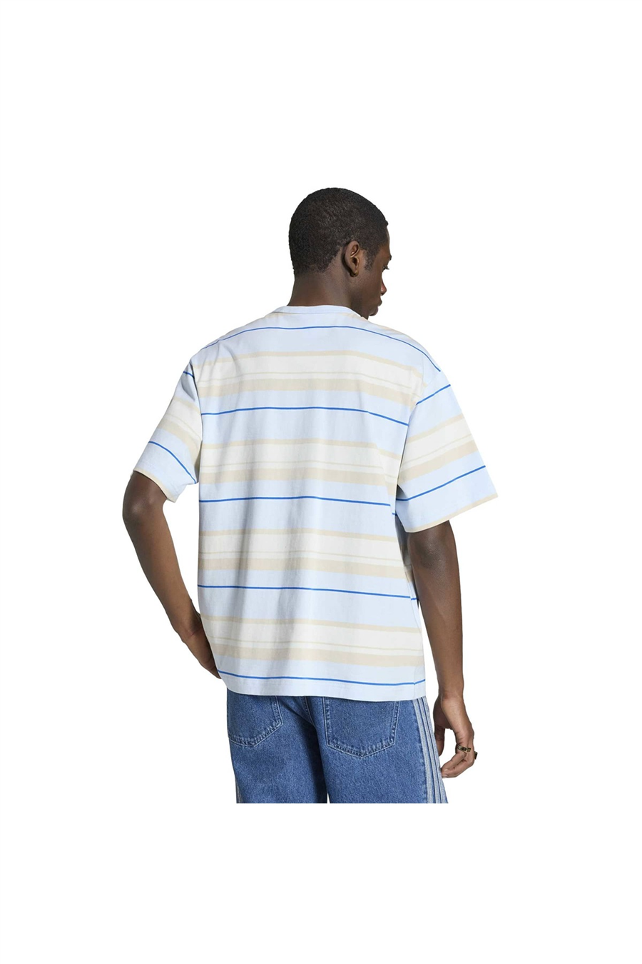 adidas Erkek  Mavi  T-shirt STRIPE TEE KX1268
