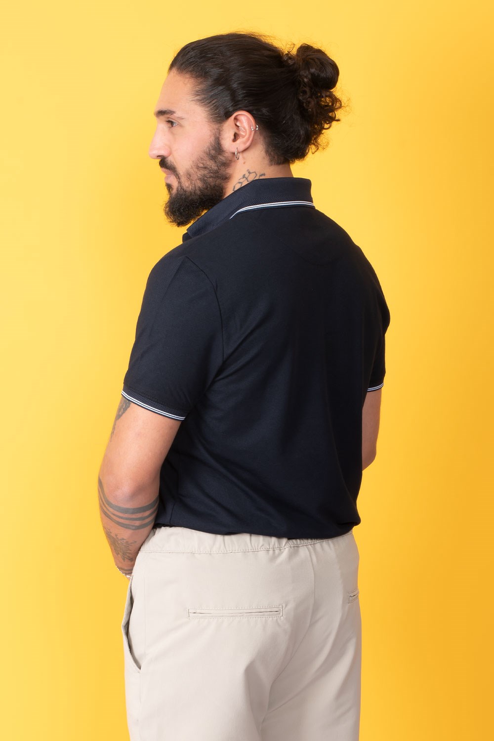 Erkek Lacivert İtalyan Yaka T-Shirt
