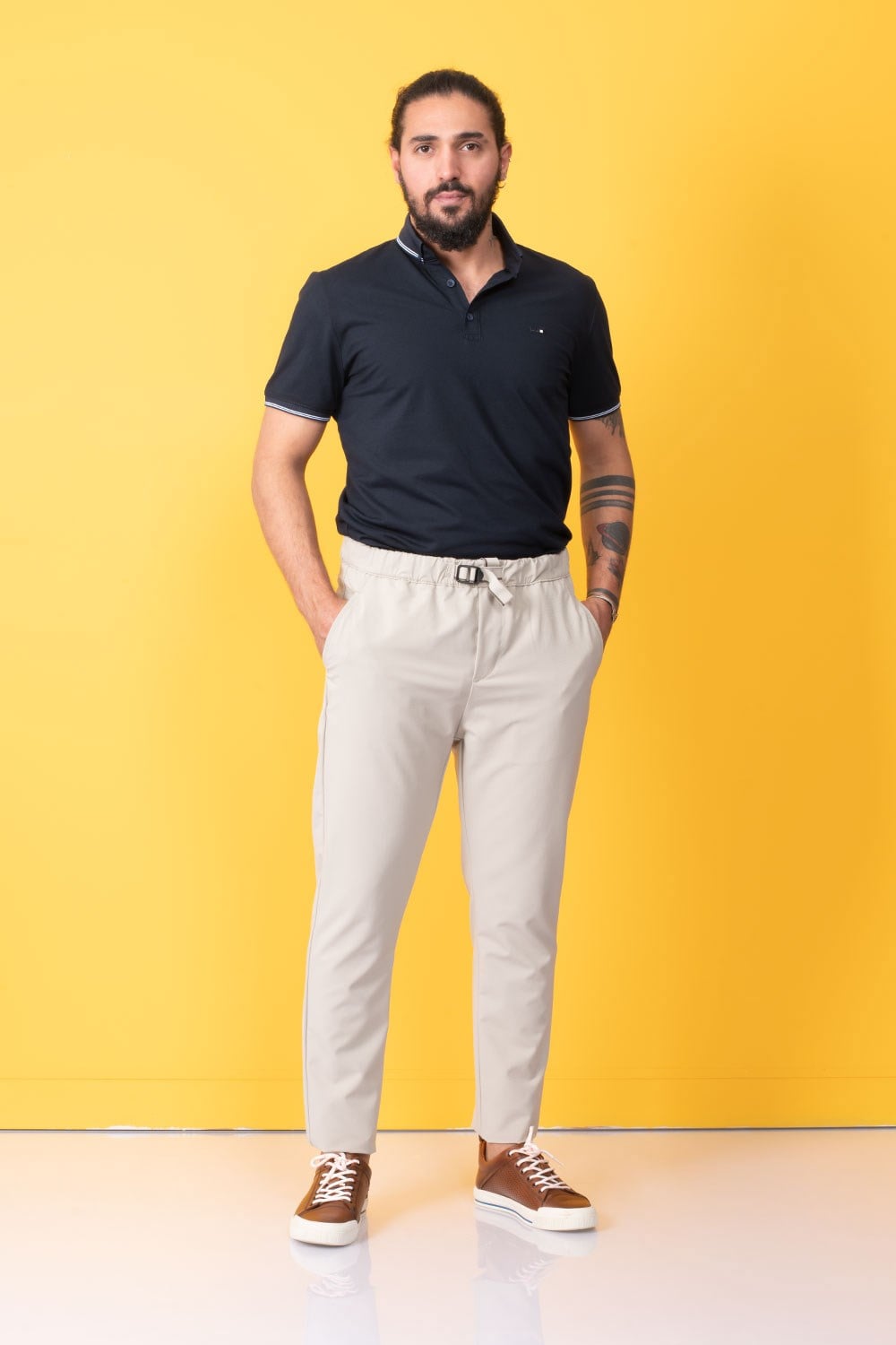 Erkek Lacivert İtalyan Yaka T-Shirt