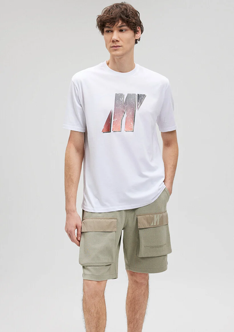Pranga Erkek Beyaz M0612185-620 Pro Baskılı T-Shirt - TSH.ERK.533