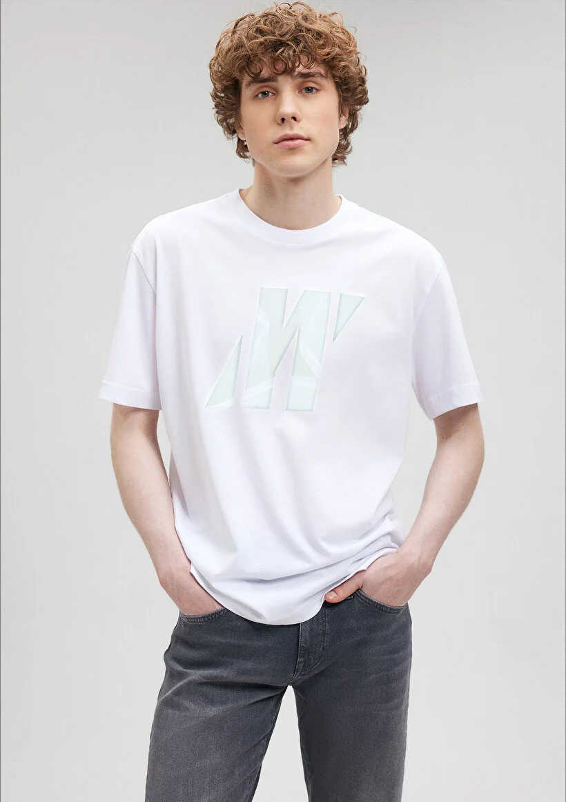 Pranga Erkek Beyaz M0612188-620 Baskılı T-Shirt - TSH.ERK.526