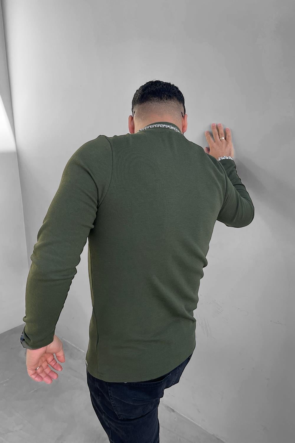 Pranga Erkek Haki Yeşil Balıkçı Yaka Kazak - KZK.ERK.099
