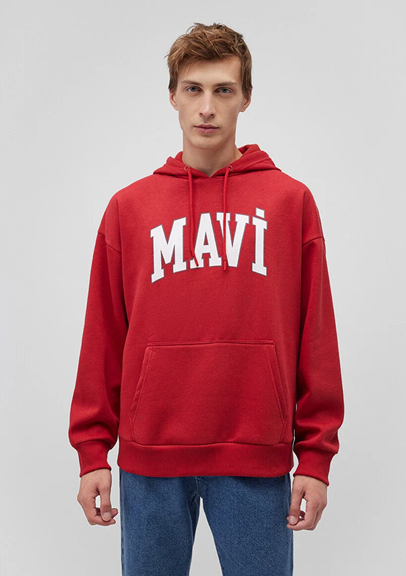 Pranga Erkek Kırmızı M067149-86417 Kapişonlu Sweatshirt - SWT.ERK.208